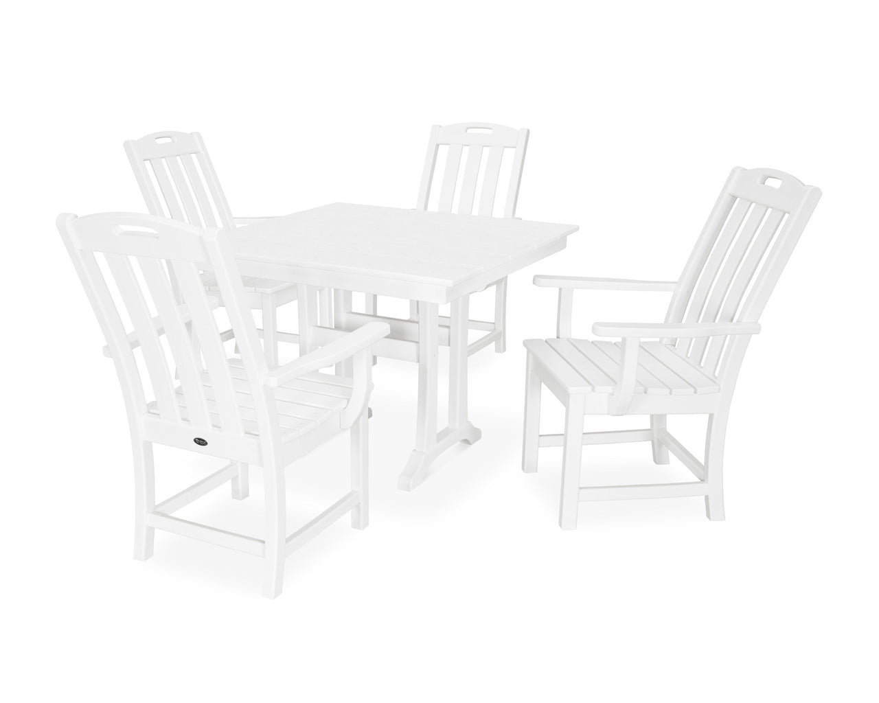 Trex Yacht Club 5-Piece Farmhouse Trestle Arm Chair Dining Set