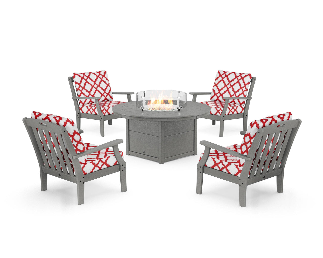 Trex Yacht Club 5-Piece Deep Seating Set with Round Fire Pit Table
