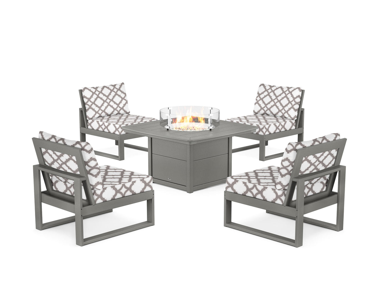 Trex Eastport Modular 5-Piece Deep Seating Set with Yacht Club Fire Pit Table