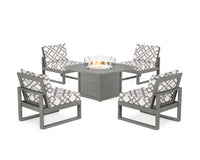 Thumbnail for Trex Eastport Modular 5-Piece Deep Seating Set with Yacht Club Fire Pit Table
