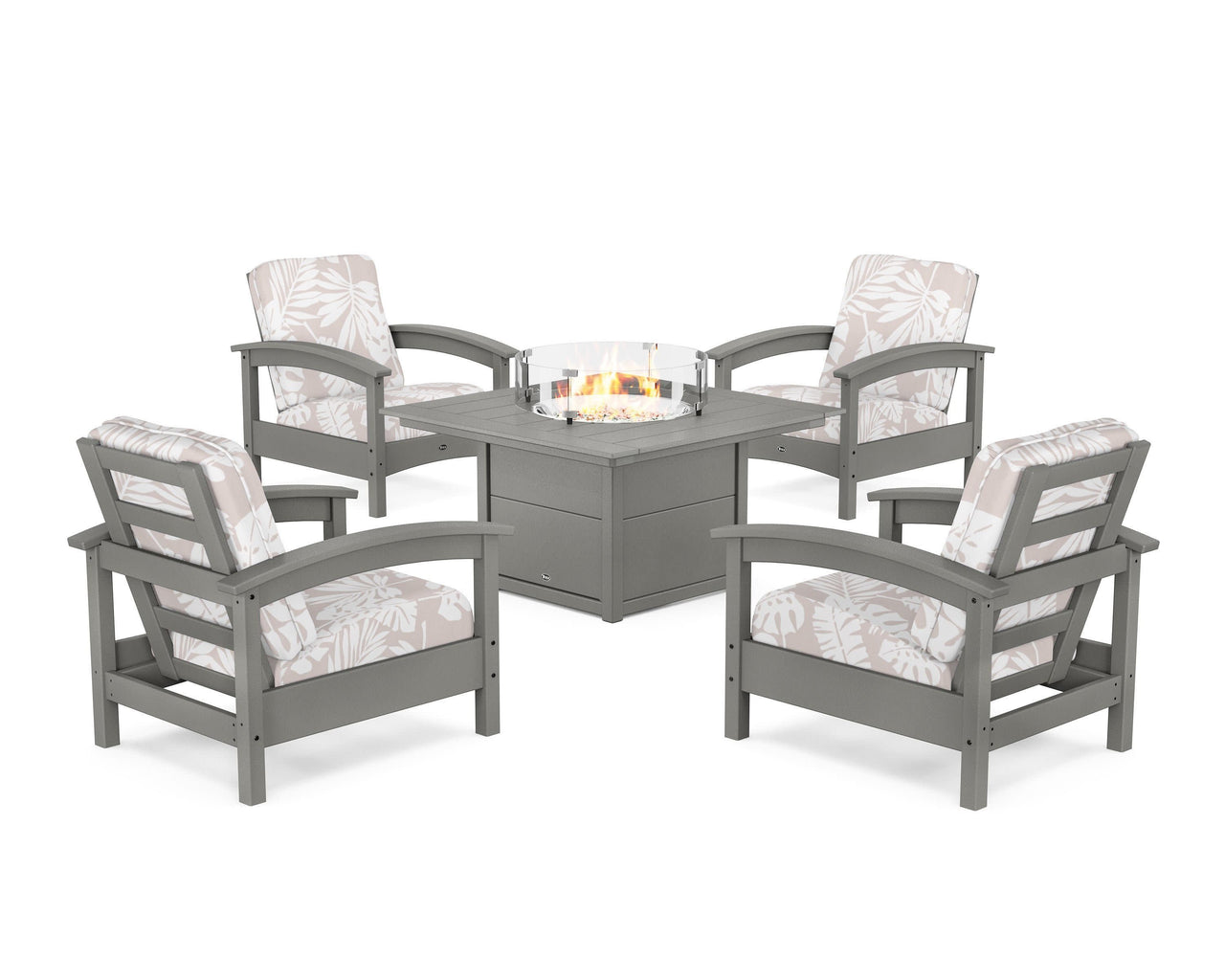 Trex Rockport 5-Piece Deep Seating Set with Square Fire Pit Table