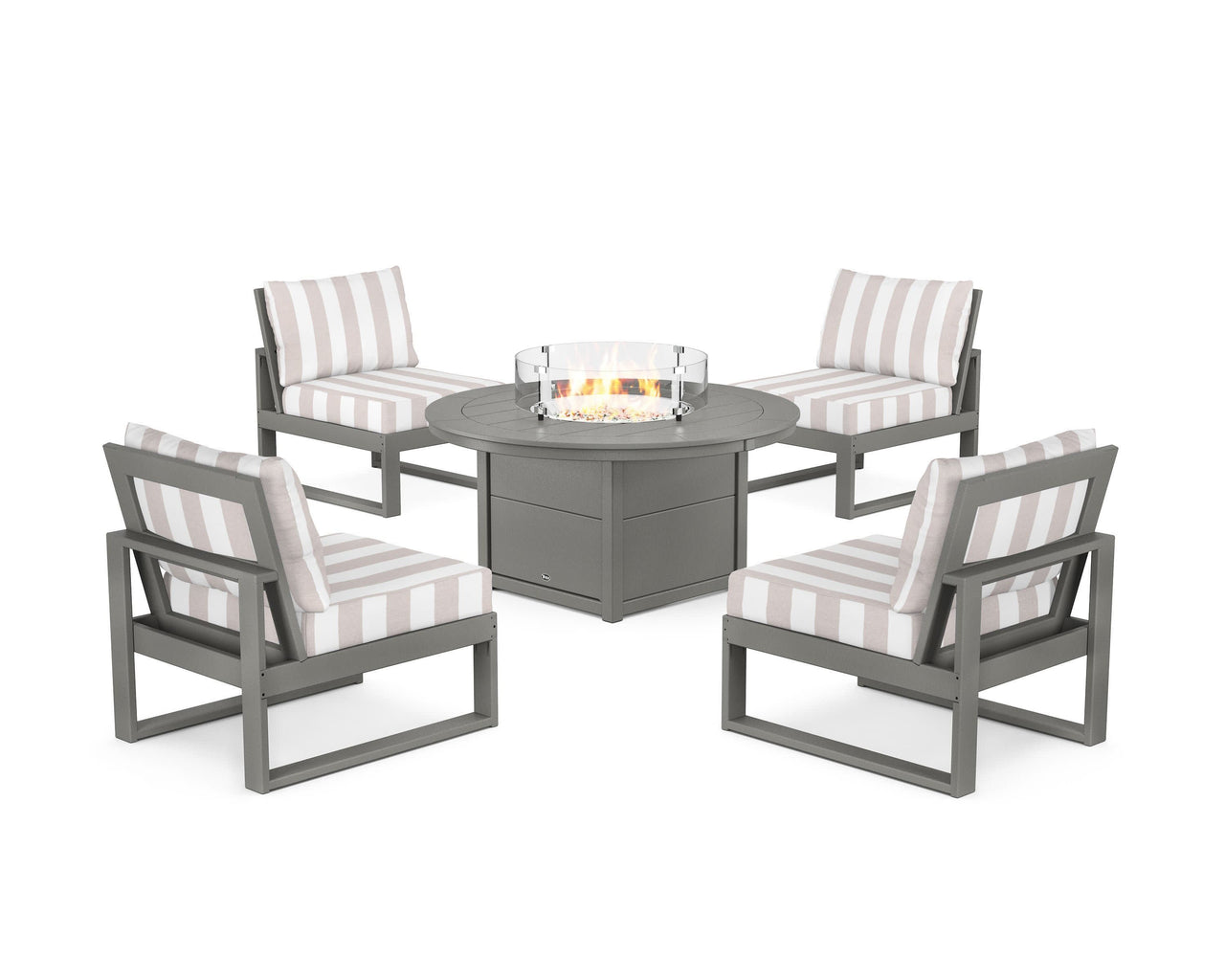 Trex Eastport Modular 5-Piece Deep Seating Set with Round Fire Pit Table