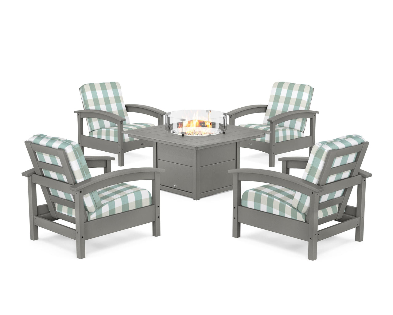 Trex Rockport 5-Piece Deep Seating Set with Square Fire Pit Table