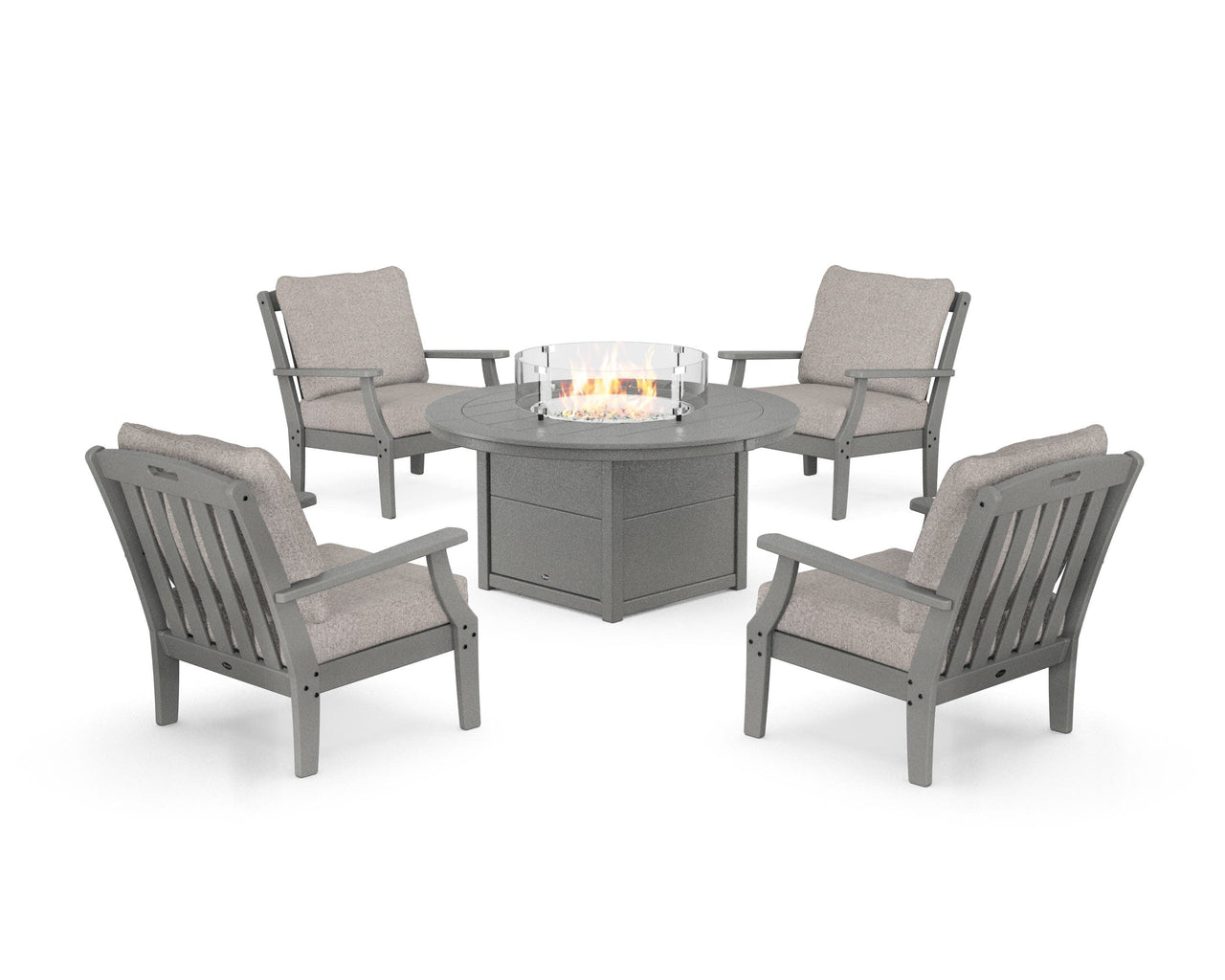 Trex Yacht Club 5-Piece Deep Seating Set with Round Fire Pit Table