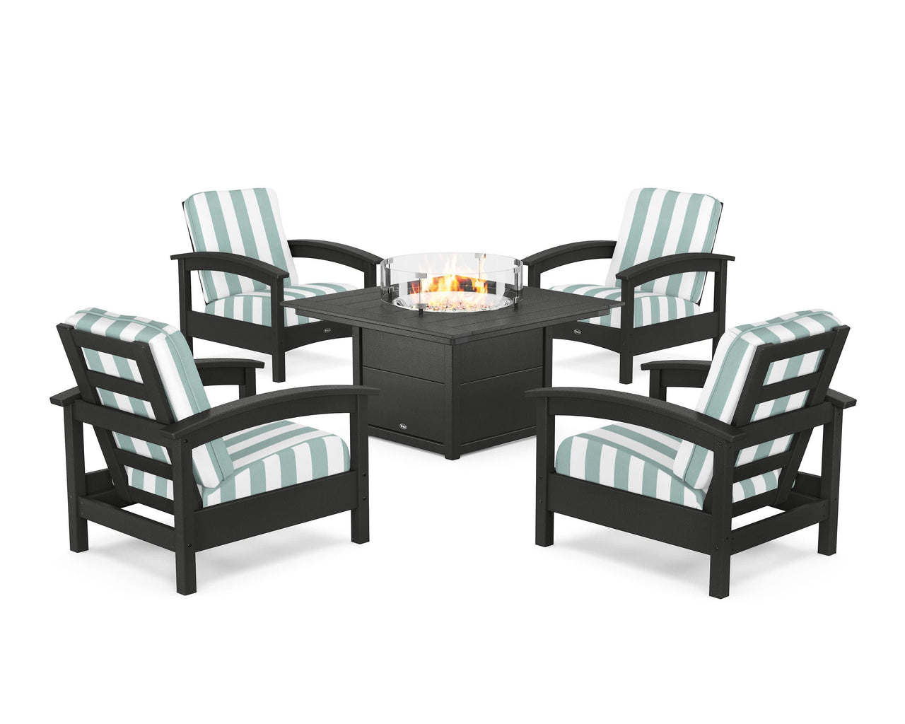 Trex Rockport 5-Piece Deep Seating Set with Square Fire Pit Table