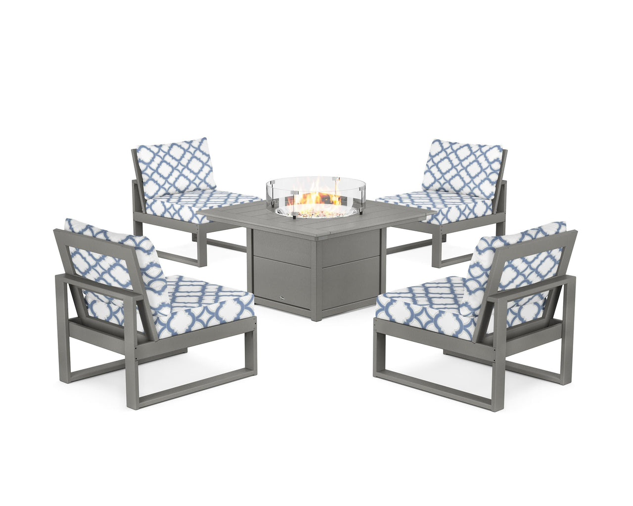 Trex Eastport Modular 5-Piece Deep Seating Set with Square Fire Pit Table