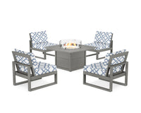 Thumbnail for Trex Eastport Modular 5-Piece Deep Seating Set with Square Fire Pit Table