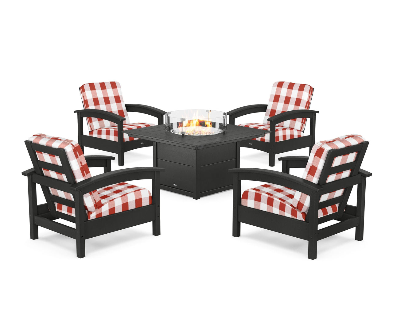 Trex Rockport 5-Piece Deep Seating Set with Square Fire Pit Table