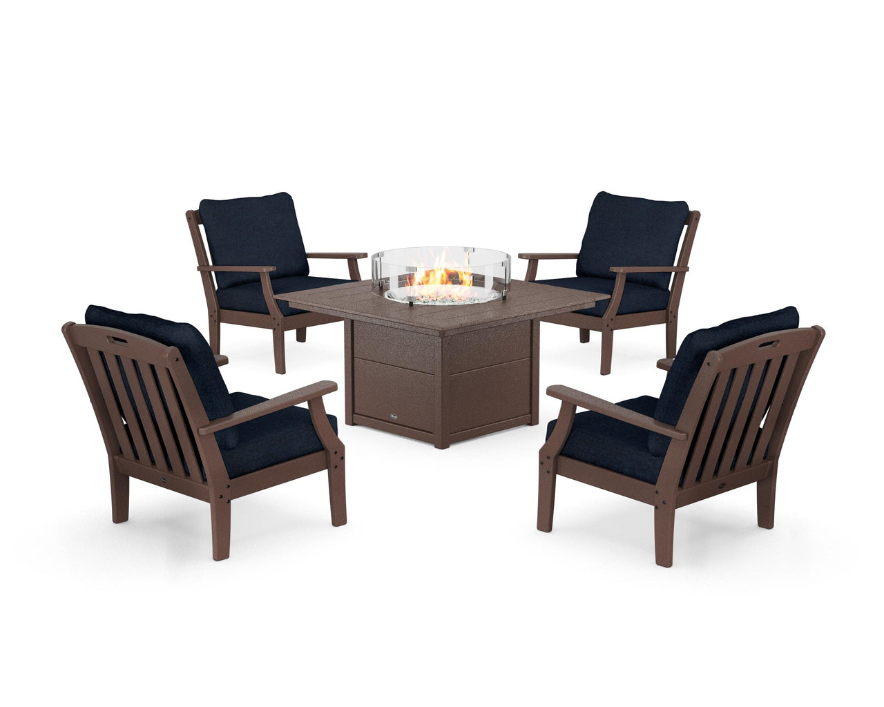 Trex Yacht Club 5-Piece Deep Seating Set with Square Fire Pit Table