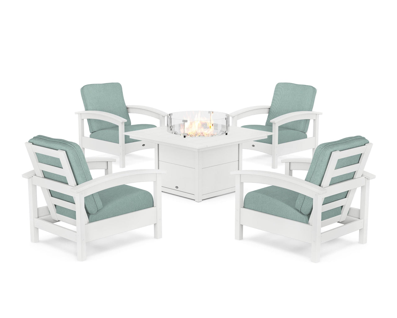 Trex Rockport 5-Piece Deep Seating Set with Square Fire Pit Table