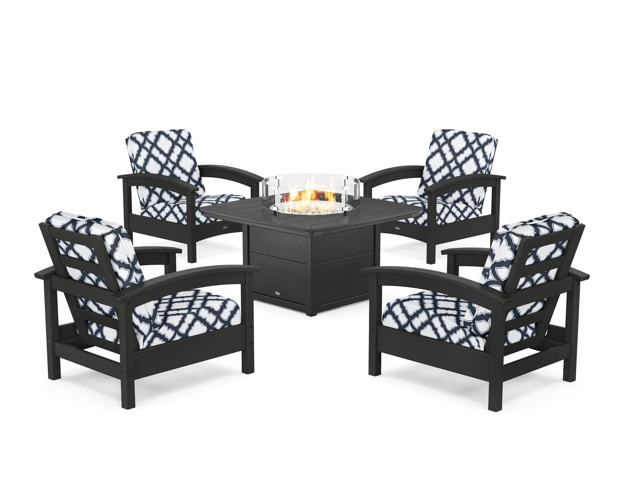 Trex Rockport 5-Piece Deep Seating Set with Yacht Club Fire Pit Table