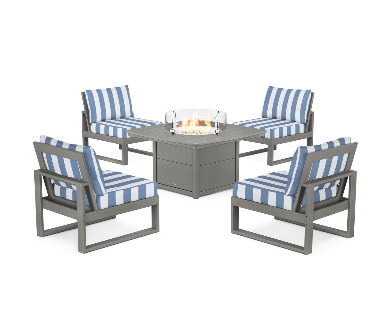 Trex Eastport Modular 5-Piece Deep Seating Set with Yacht Club Fire Pit Table