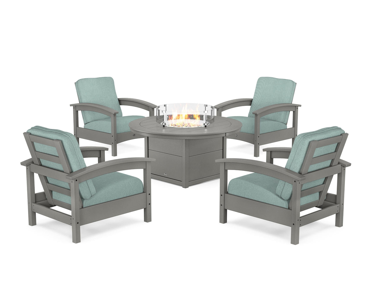 Trex Rockport 5-Piece Deep Seating Set with Round Fire Pit Table