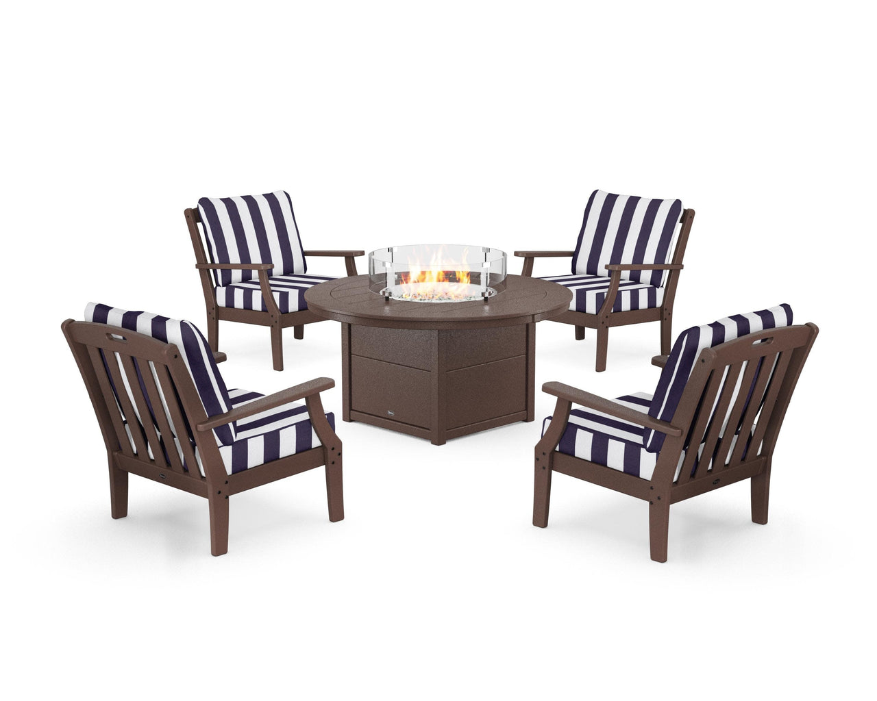 Trex Yacht Club 5-Piece Deep Seating Set with Round Fire Pit Table