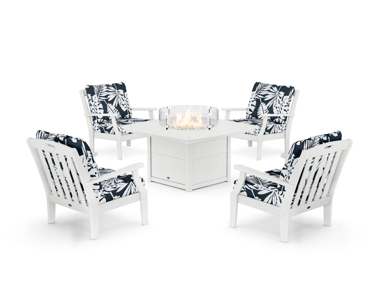 Trex Yacht Club 5-Piece Deep Seating Set with Fire Pit Table