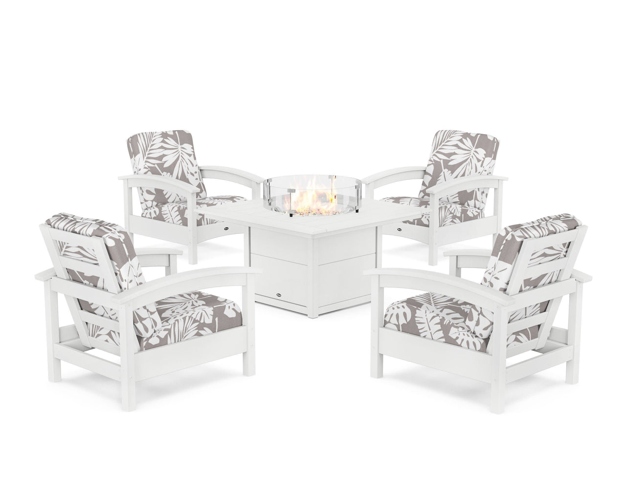 Trex Rockport 5-Piece Deep Seating Set with Square Fire Pit Table
