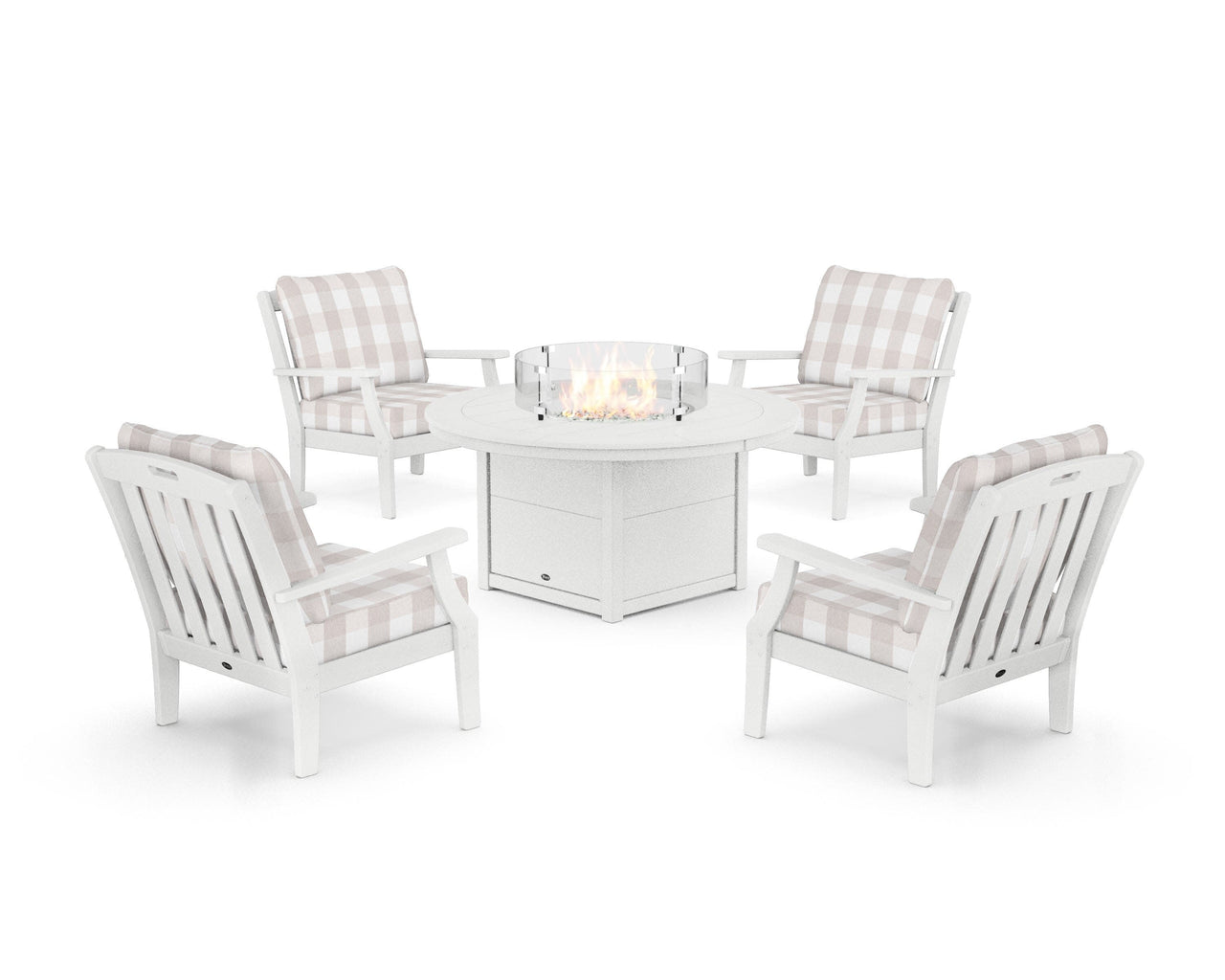 Trex Yacht Club 5-Piece Deep Seating Set with Round Fire Pit Table
