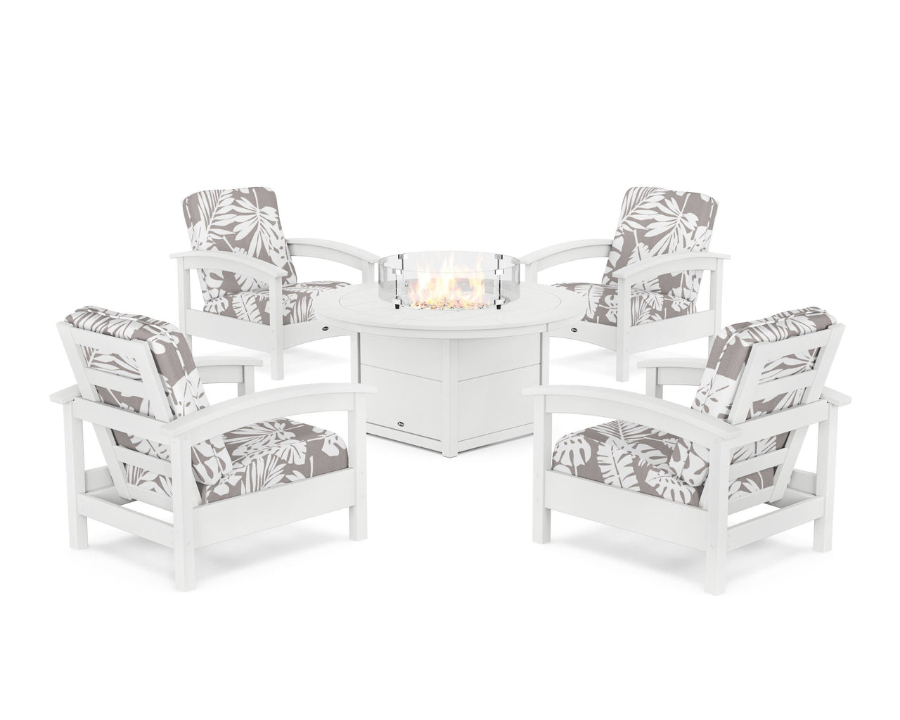 Trex Rockport 5-Piece Deep Seating Set with Round Fire Pit Table