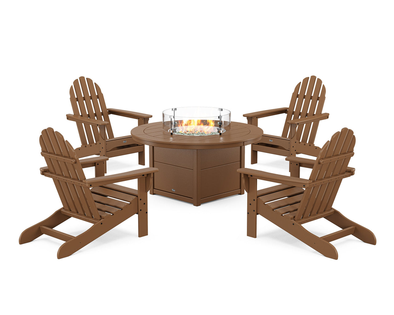Trex Cape Cod Adirondack 5-Piece Set with Round Fire Pit Table