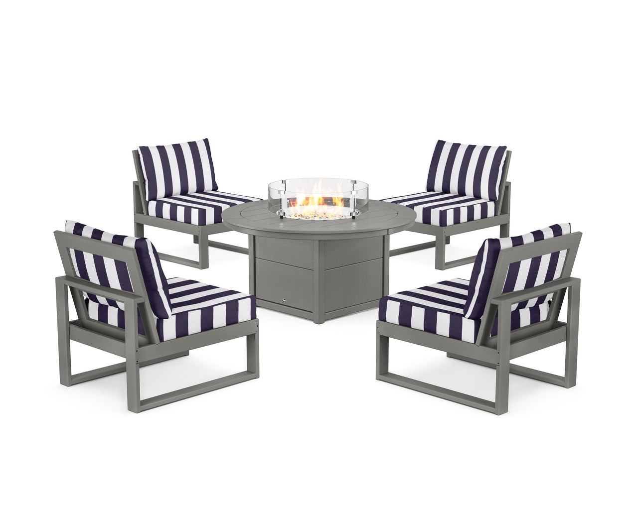 Trex Eastport Modular 5-Piece Deep Seating Set with Round Fire Pit Table