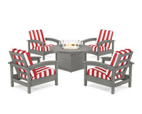 Thumbnail for Trex Rockport 5-Piece Deep Seating Set with Round Fire Pit Table
