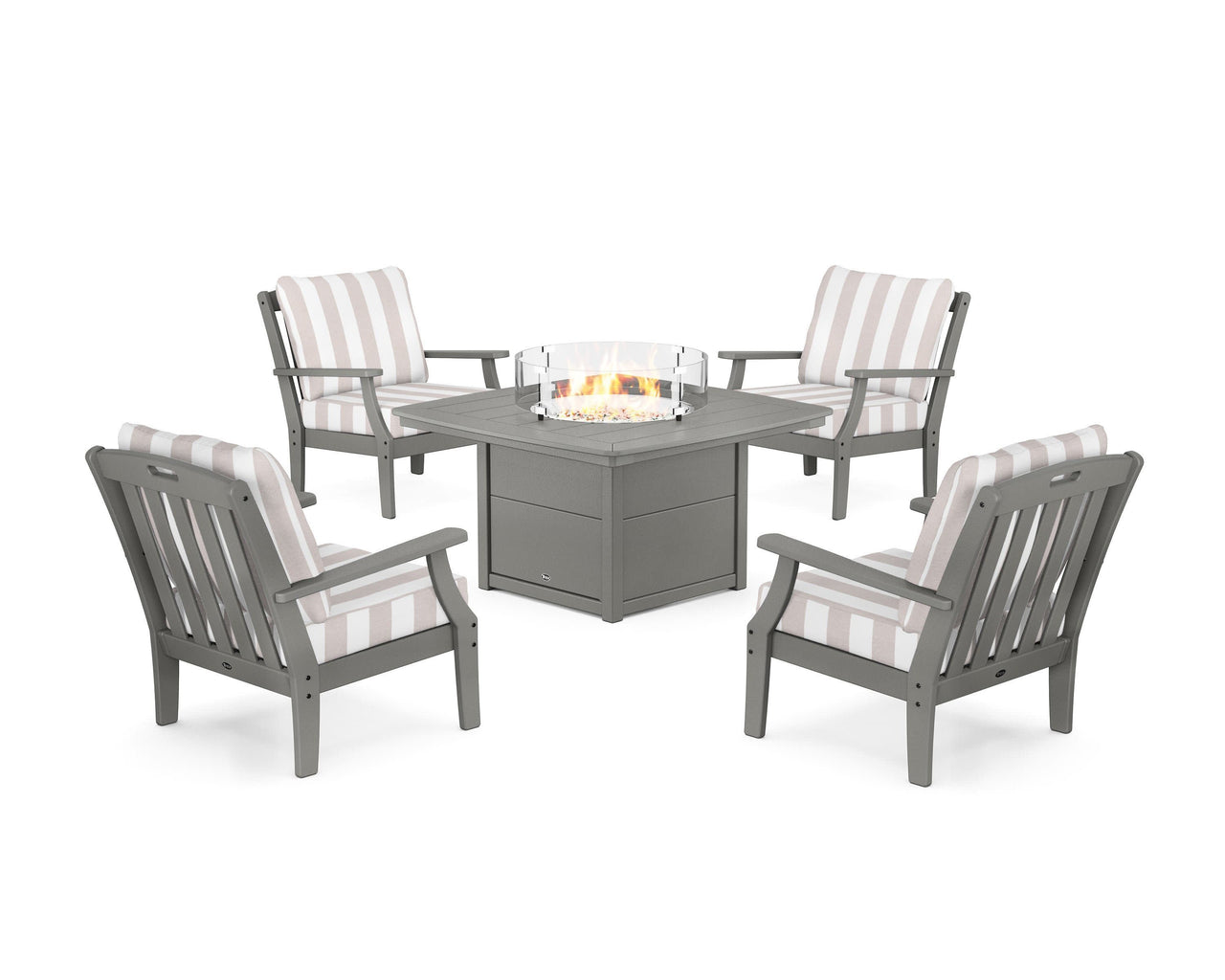 Trex Yacht Club 5-Piece Deep Seating Set with Fire Pit Table