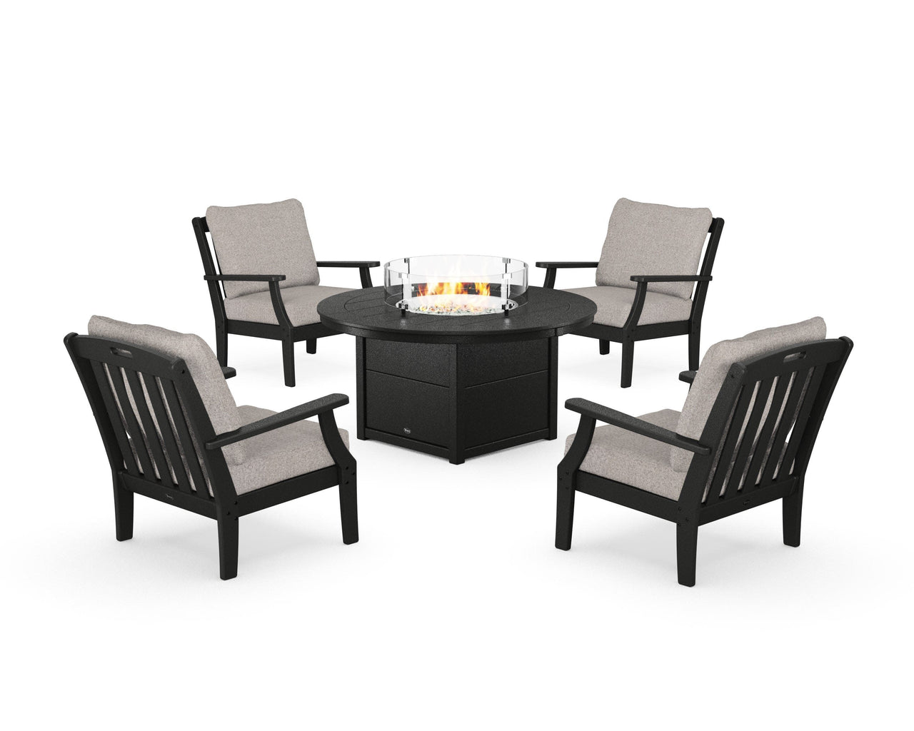 Trex Yacht Club 5-Piece Deep Seating Set with Round Fire Pit Table