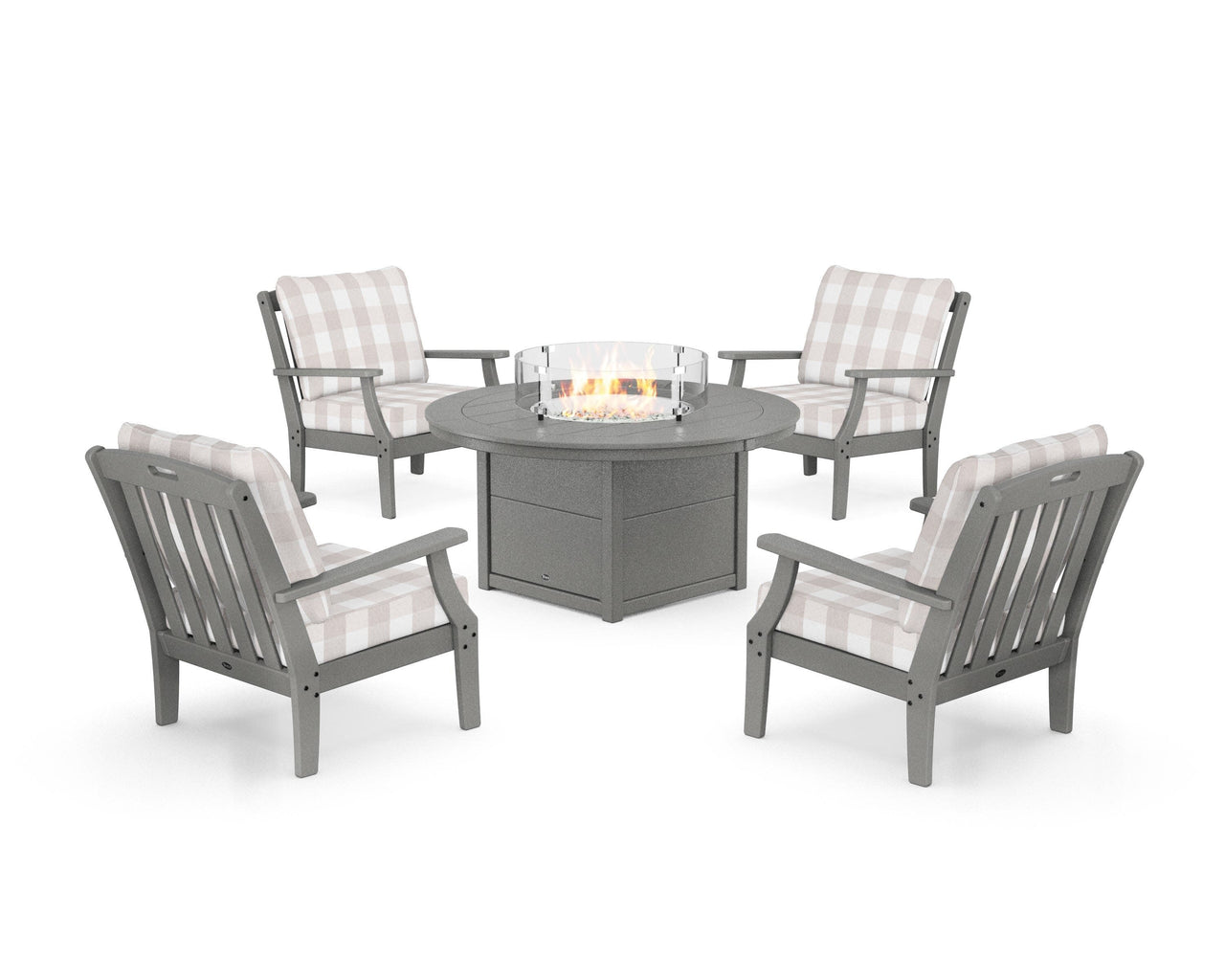 Trex Yacht Club 5-Piece Deep Seating Set with Round Fire Pit Table