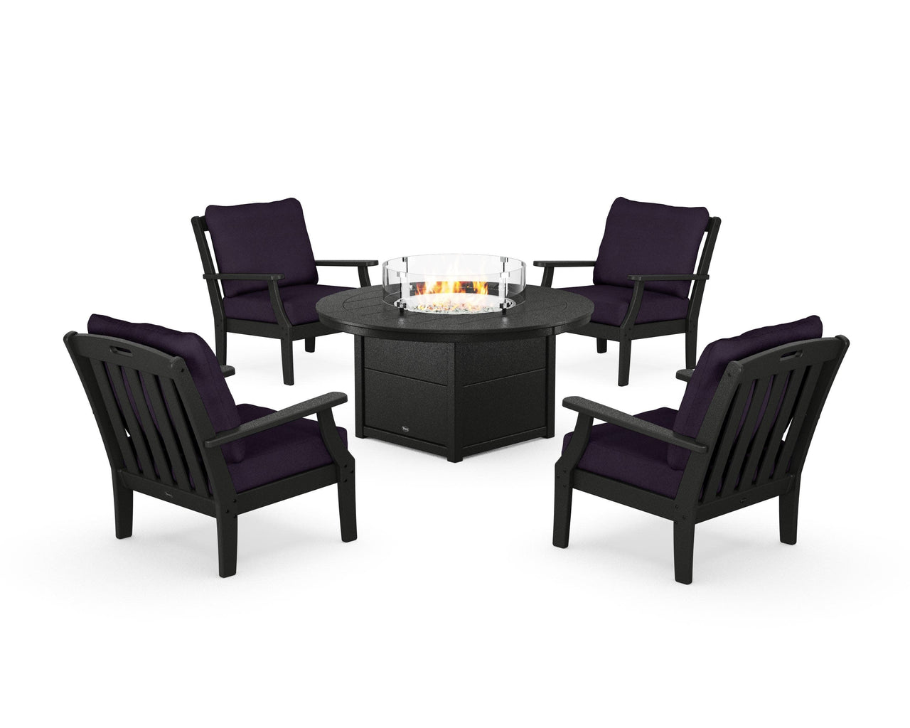 Trex Yacht Club 5-Piece Deep Seating Set with Round Fire Pit Table