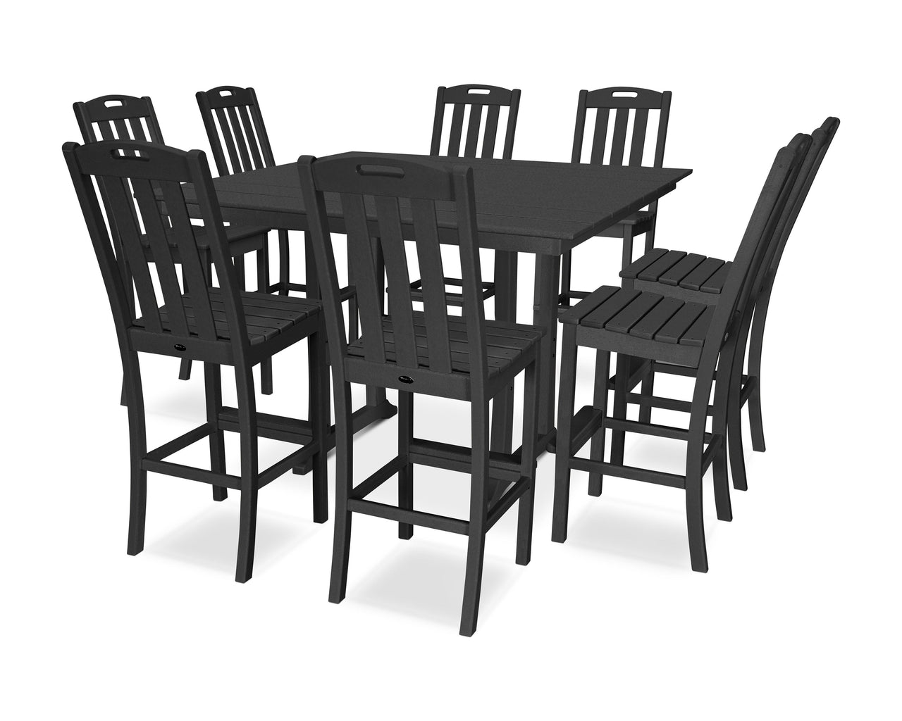 Trex Yacht Club 9-Piece Farmhouse Trestle Side Chair Bar Set