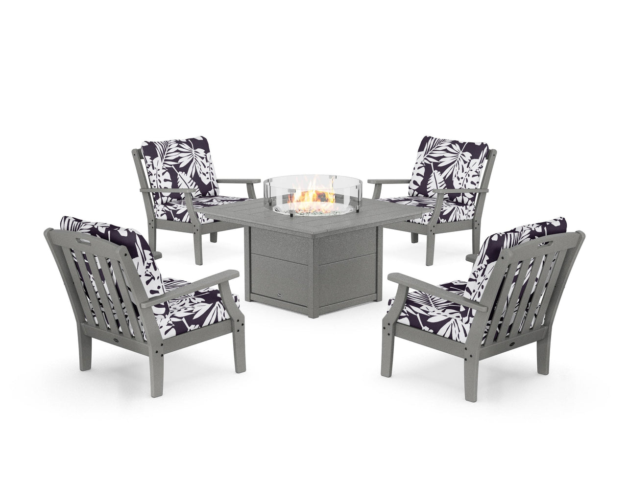 Trex Yacht Club 5-Piece Deep Seating Set with Square Fire Pit Table