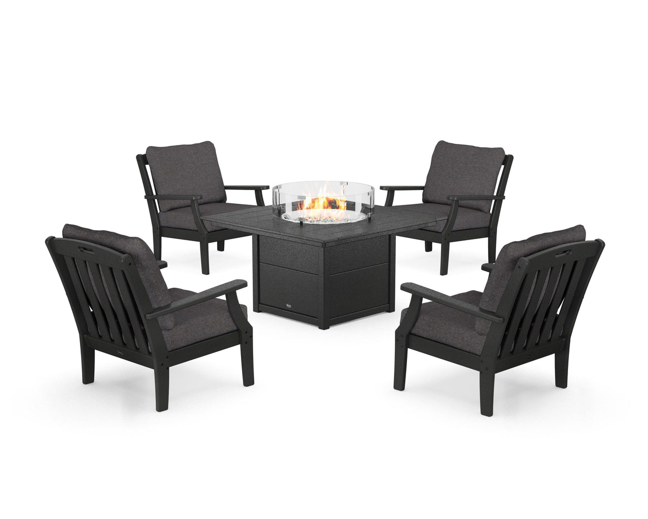 Trex Yacht Club 5-Piece Deep Seating Set with Square Fire Pit Table