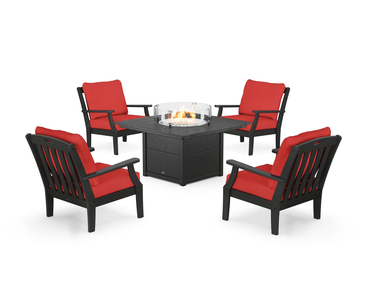 Trex Yacht Club 5-Piece Deep Seating Set with Square Fire Pit Table