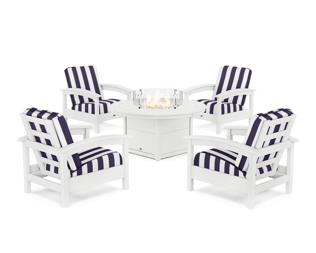Trex Rockport 5-Piece Deep Seating Set with Round Fire Pit Table