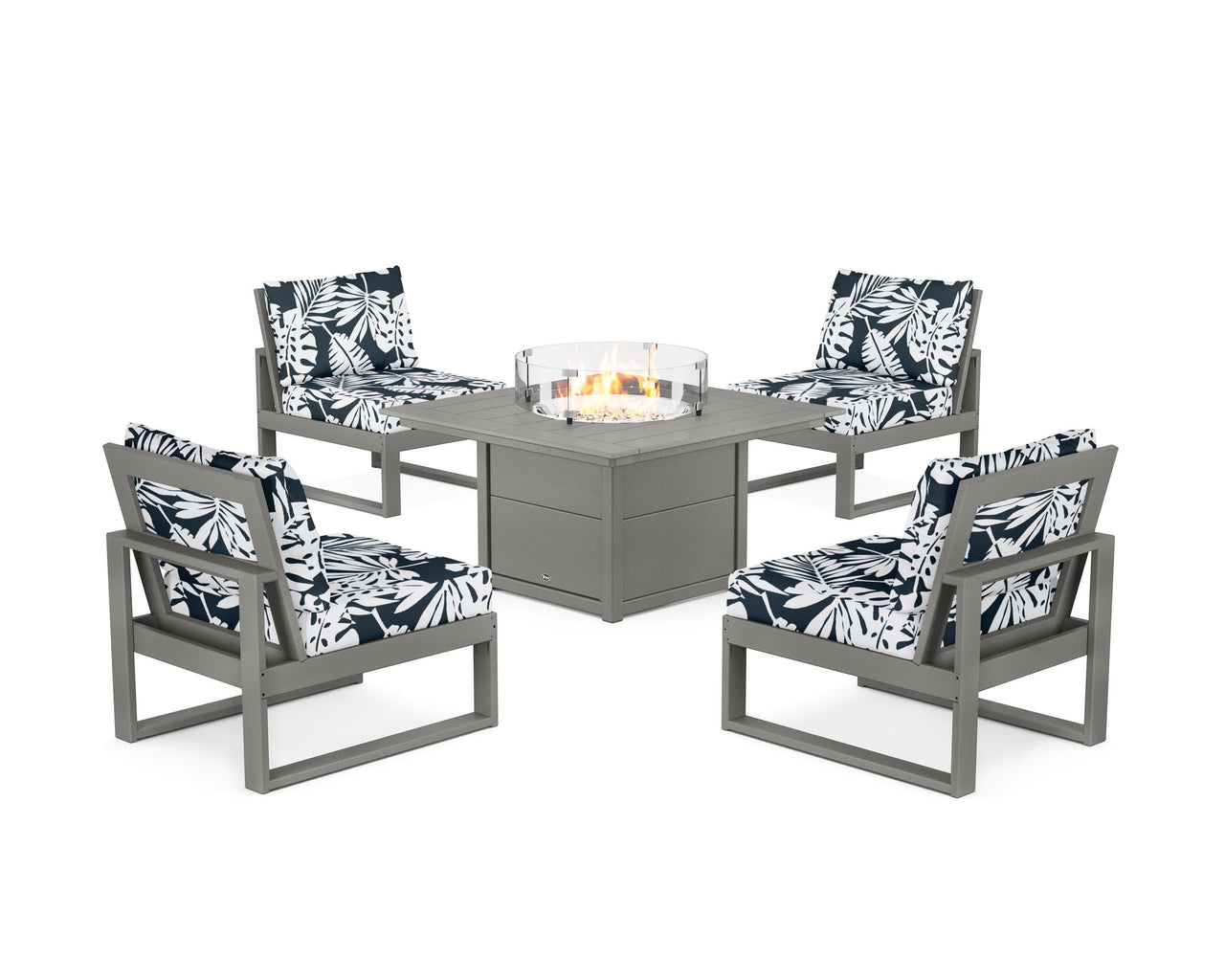 Trex Eastport Modular 5-Piece Deep Seating Set with Square Fire Pit Table