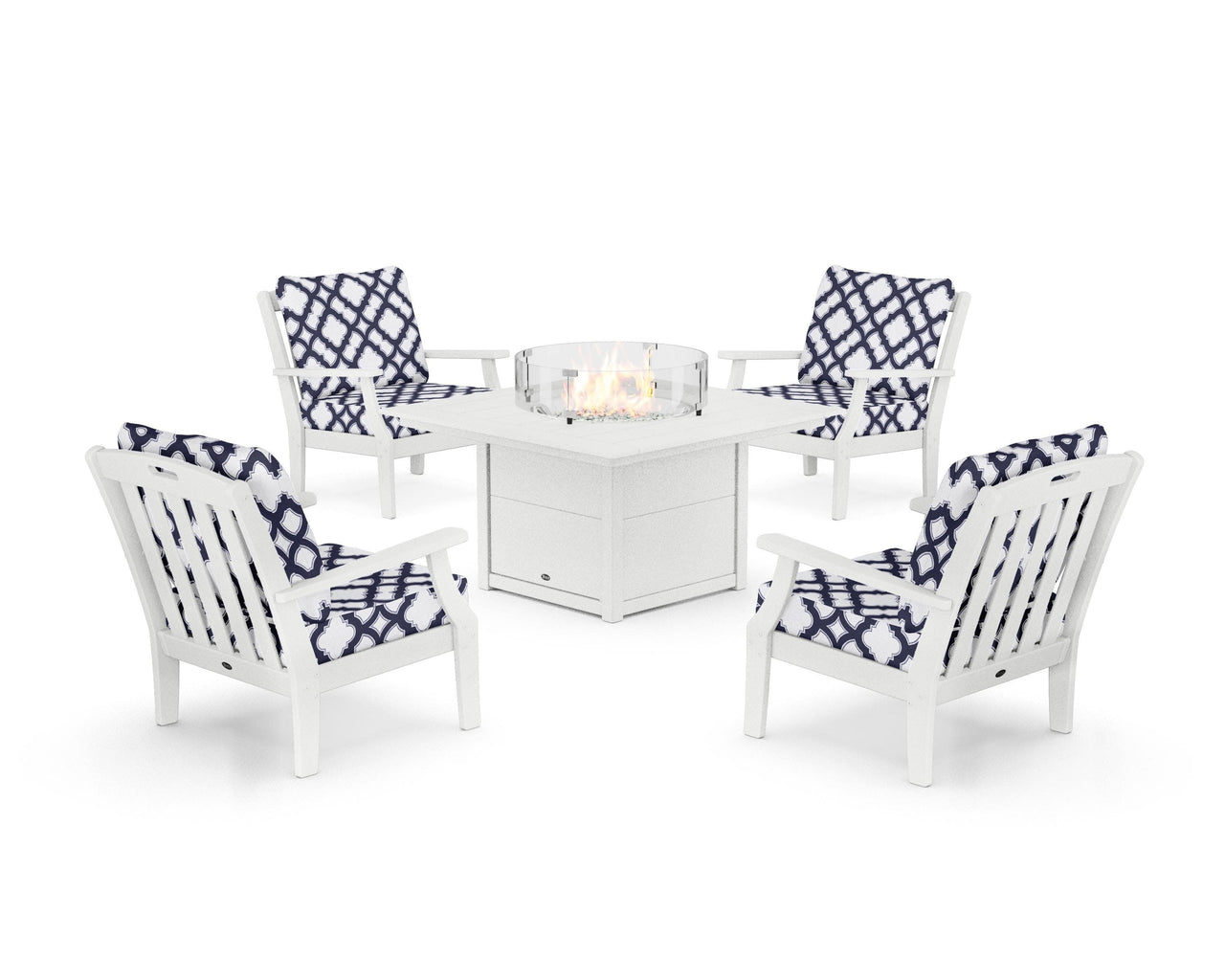 Trex Yacht Club 5-Piece Deep Seating Set with Square Fire Pit Table