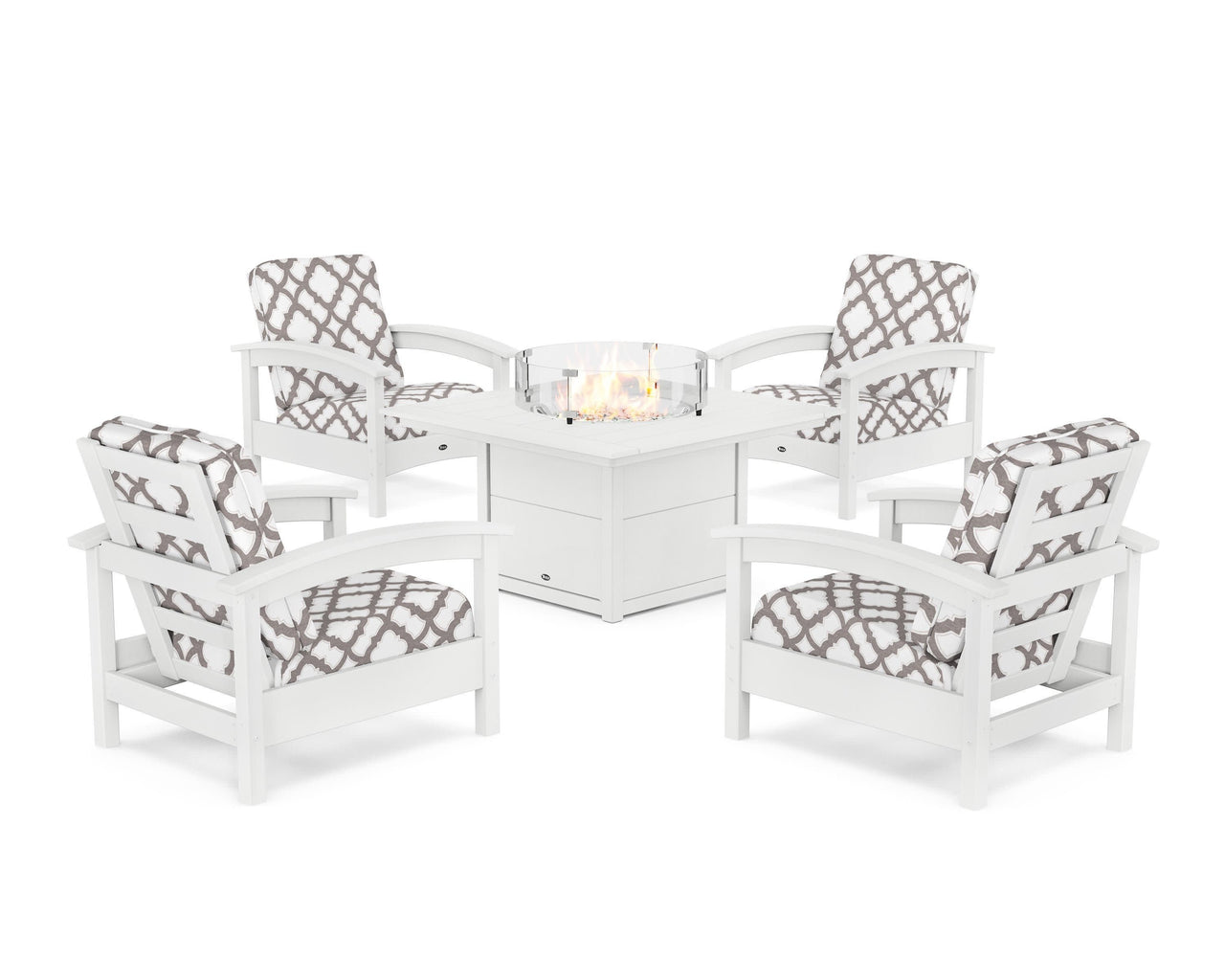 Trex Rockport 5-Piece Deep Seating Set with Square Fire Pit Table