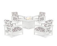 Thumbnail for Trex Rockport 5-Piece Deep Seating Set with Square Fire Pit Table