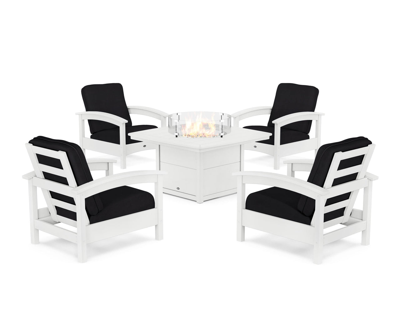 Trex Rockport 5-Piece Deep Seating Set with Yacht Club Fire Pit Table