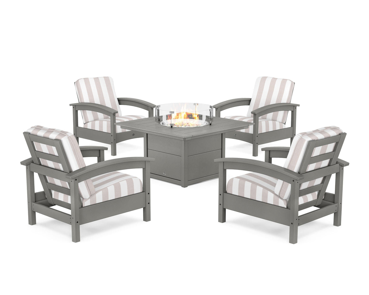 Trex Rockport 5-Piece Deep Seating Set with Square Fire Pit Table