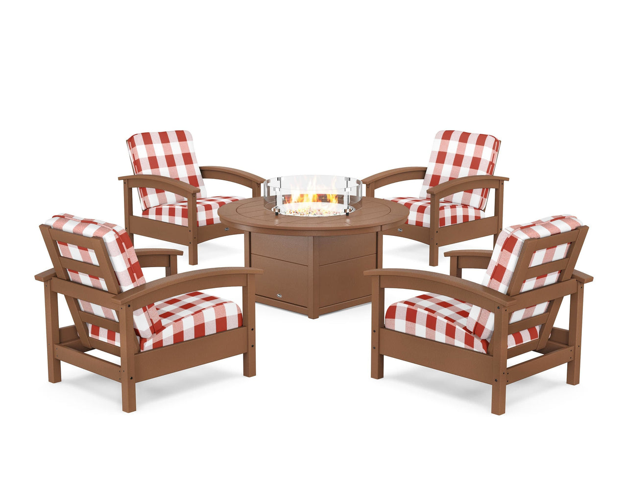 Trex Rockport 5-Piece Deep Seating Set with Round Fire Pit Table