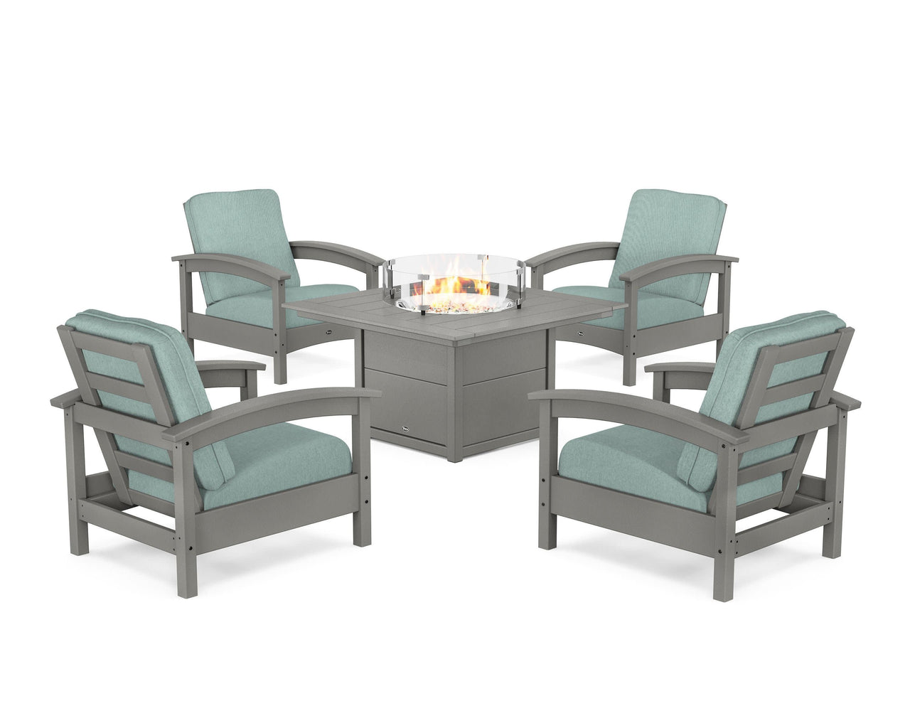 Trex Rockport 5-Piece Deep Seating Set with Square Fire Pit Table