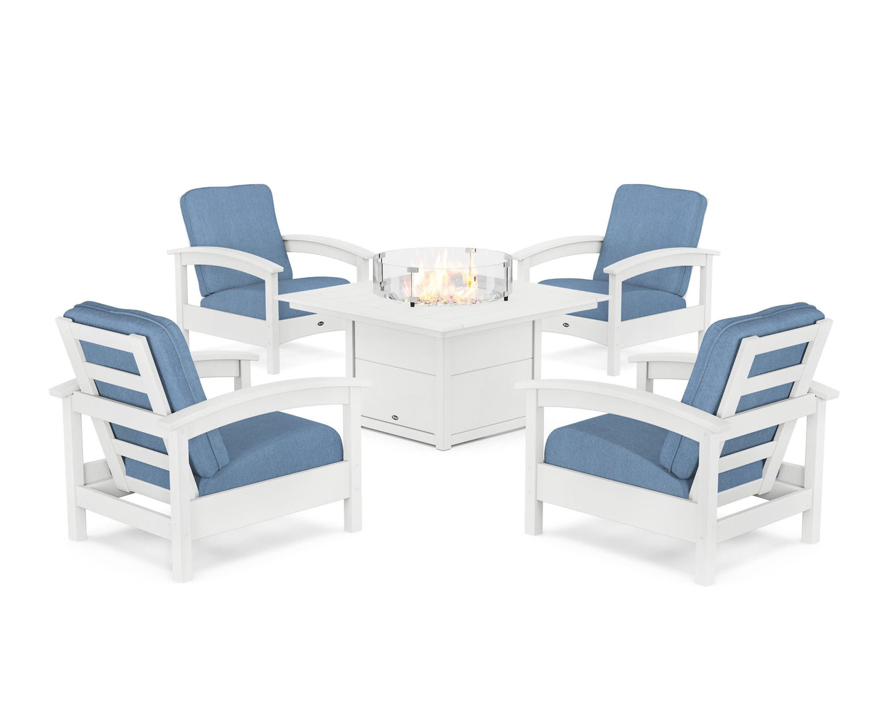 Trex Rockport 5-Piece Deep Seating Set with Square Fire Pit Table
