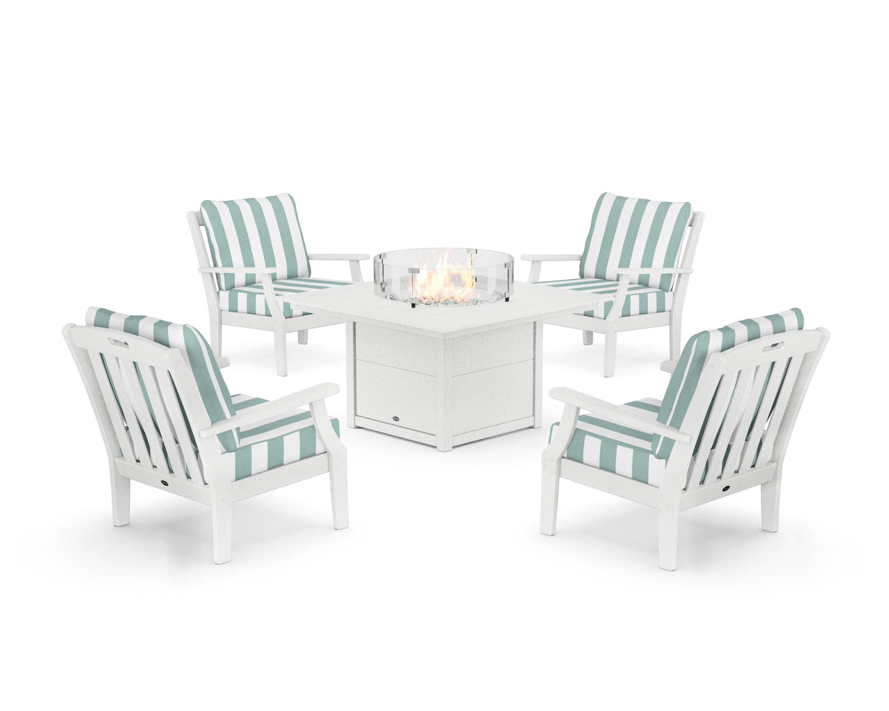 Trex Yacht Club 5-Piece Deep Seating Set with Square Fire Pit Table