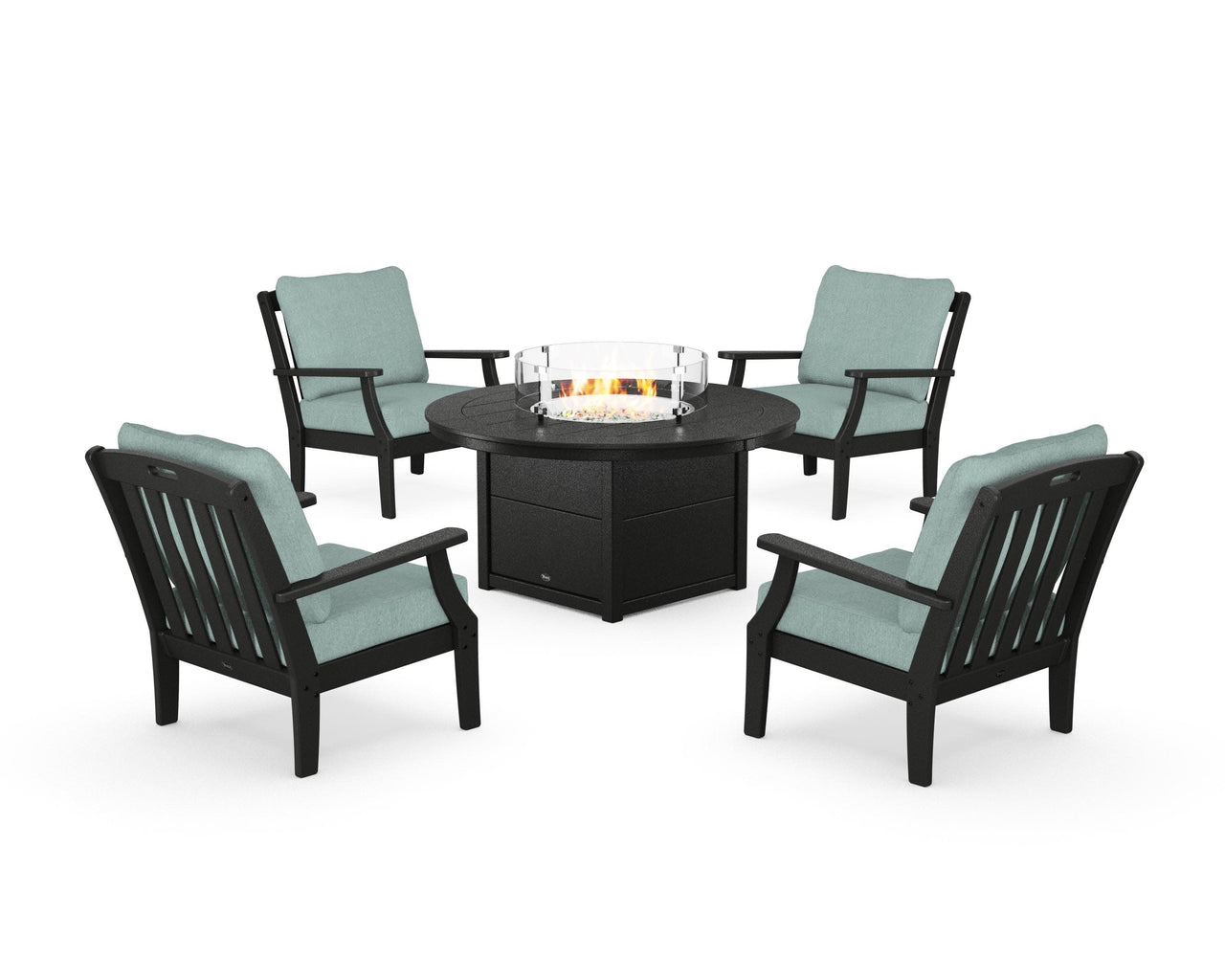 Trex Yacht Club 5-Piece Deep Seating Set with Round Fire Pit Table