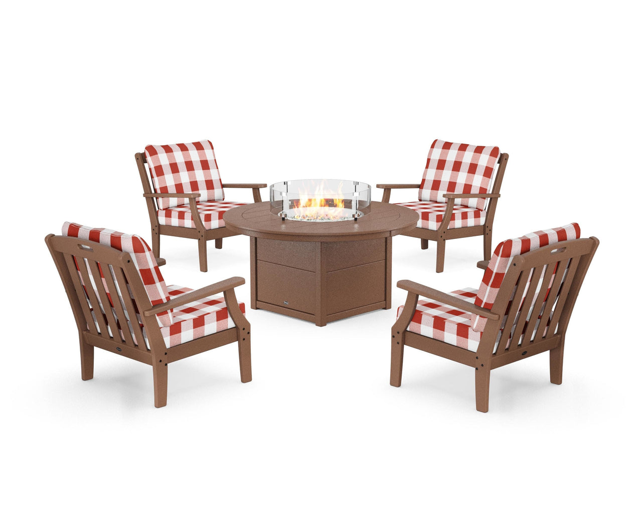 Trex Yacht Club 5-Piece Deep Seating Set with Round Fire Pit Table