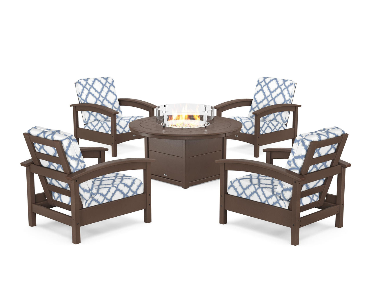 Trex Rockport 5-Piece Deep Seating Set with Round Fire Pit Table
