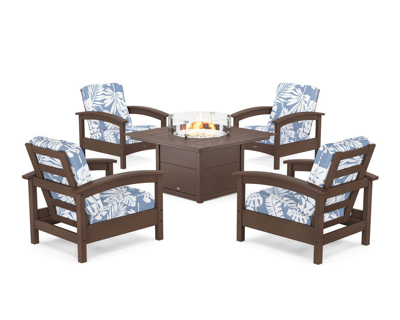 Trex Rockport 5-Piece Deep Seating Set with Square Fire Pit Table