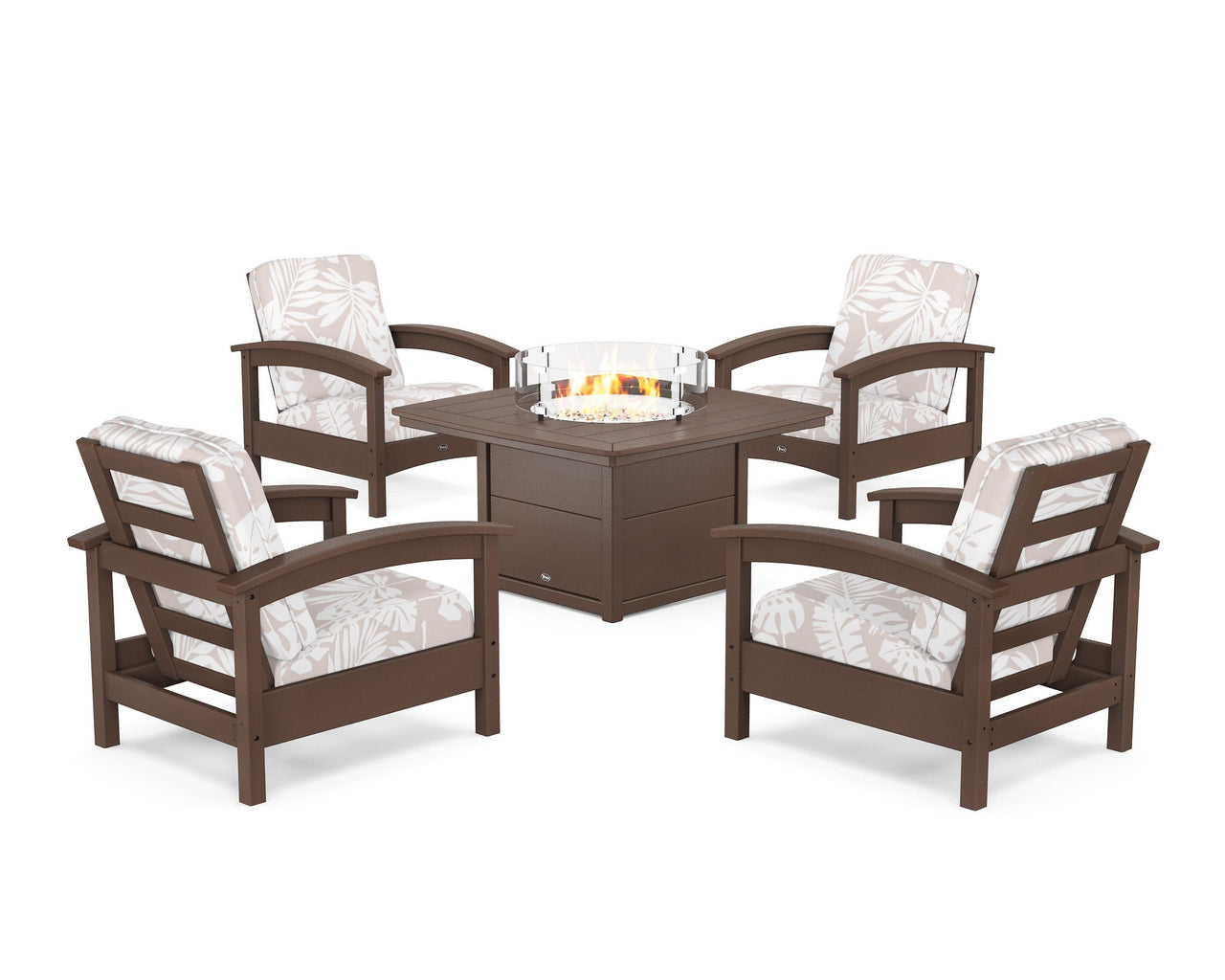 Trex Rockport 5-Piece Deep Seating Set with Yacht Club Fire Pit Table