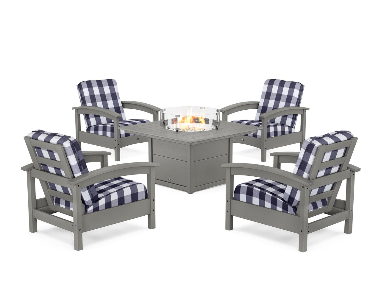 Trex Rockport 5-Piece Deep Seating Set with Square Fire Pit Table